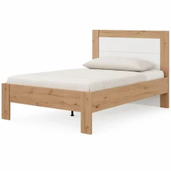 Letto Matrimoniale Marrone Rovere Nodi Dimensione Materasso 160x200 cm Peso Supportato 200 kg, Matrimoniale - Coazze