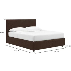 Letto Matrimoniale Marrone Sfoderabile Contenitore, Dimensione Materasso 160x200 cm - Frinco
