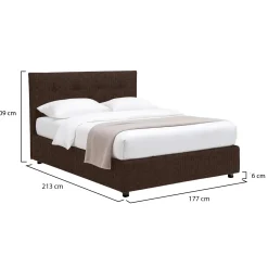 Letto Matrimoniale Marrone Sfoderabile Contenitore, Dimensione Materasso 160x200 cm - Melilli