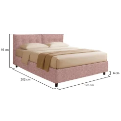 Letto Matrimoniale Rosa Sfoderabile Contenitore, Dimensione Materasso 160x190 cm - Levice