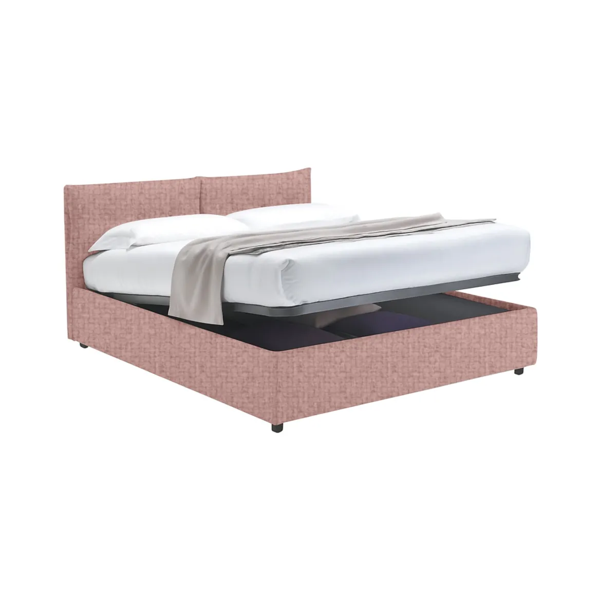Letto Matrimoniale Rosa Sfoderabile Contenitore, Dimensione Materasso 160x190 cm - Levice