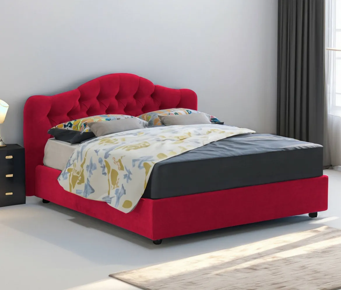 Letto Matrimoniale Rosso Materasso Incluso Sfoderabile, Contenitore Made in Italy - Allik
