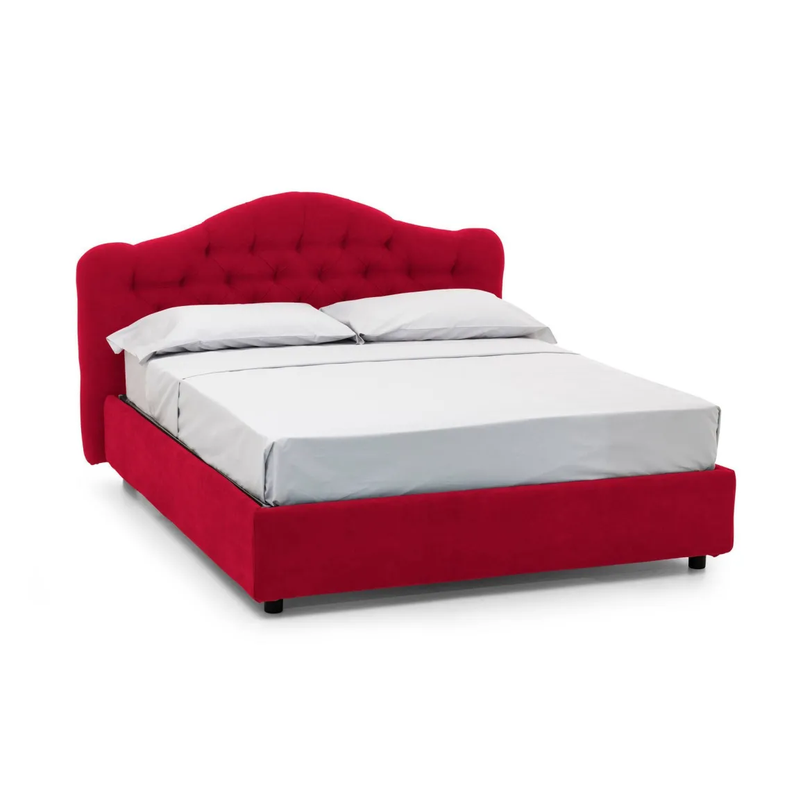 Letto Matrimoniale Rosso Materasso Incluso Sfoderabile, Contenitore Made in Italy - Allik