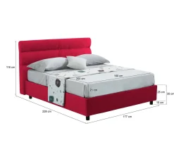 Letto Matrimoniale Rosso Materasso Incluso Sfoderabile, Contenitore Made in Italy - Briatico