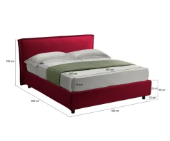 Letto Matrimoniale Rosso Materasso Incluso Sfoderabile, Contenitore Made in Italy - Bruzolo