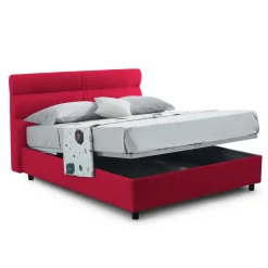Letto Matrimoniale Rosso Sfoderabile Contenitore, Dimensione Materasso 160x190 cm Made in Italy - Brolo