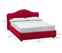 Letto Matrimoniale Rosso Sfoderabile Contenitore, Dimensione Materasso 160x200 cm Made in Italy - Ator