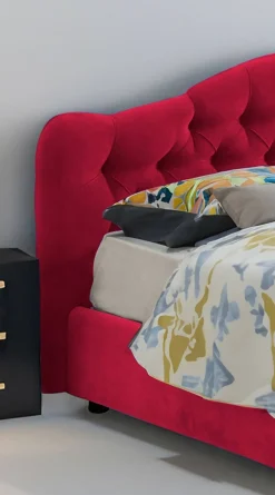 Letto Matrimoniale Rosso Sfoderabile Contenitore, Dimensione Materasso 160x200 cm Made in Italy - Ator
