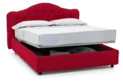Letto Matrimoniale Rosso Sfoderabile Contenitore, Dimensione Materasso 160x200 cm Made in Italy - Ator