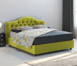 Letto Matrimoniale Verde Materasso Incluso Sfoderabile, Contenitore Made in Italy - Allik