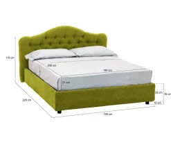 Letto Matrimoniale Verde Materasso Incluso Sfoderabile, Contenitore Made in Italy - Allik
