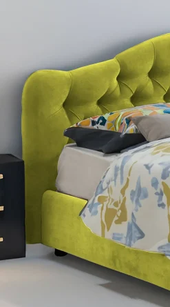 Letto Matrimoniale Verde Materasso Incluso Sfoderabile, Contenitore Made in Italy - Allik