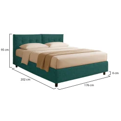 Letto Matrimoniale Verde Petrolio Sfoderabile Contenitore, Dimensione Materasso 160x190 cm - Levice