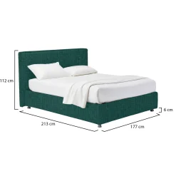 Letto Matrimoniale Verde Petrolio Sfoderabile Contenitore, Dimensione Materasso 160x200 cm - Melilli