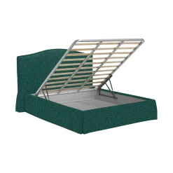 Letto Matrimoniale Verde Petrolio Sfoderabile Contenitore, Dimensione Materasso 160x200 cm - Orgiano