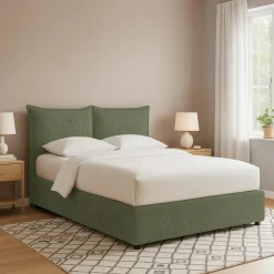 Letto Matrimoniale Verde Sfoderabile Contenitore, Dimensione Materasso 160x190 cm - Colere