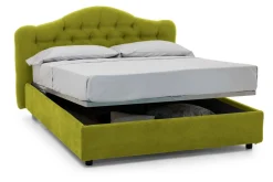 Letto Matrimoniale Verde Sfoderabile Contenitore, Dimensione Materasso 160x190 cm Made in Italy - Arex