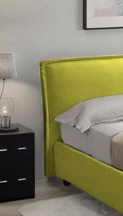 Letto Matrimoniale Verde Sfoderabile Contenitore, Dimensione Materasso 160x190 cm Made in Italy - Brolo