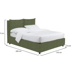 Letto Matrimoniale Verde Sfoderabile Contenitore, Dimensione Materasso 160x200 cm - Frinco