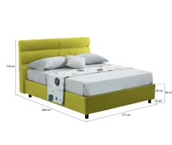 Letto Matrimoniale Verde Sfoderabile Contenitore, Dimensione Materasso 160x200 cm Made in Italy - Bubbio