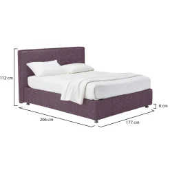 Letto Matrimoniale Viola Lilla Sfoderabile Contenitore, Dimensione Materasso 160x190 cm - Fasanella