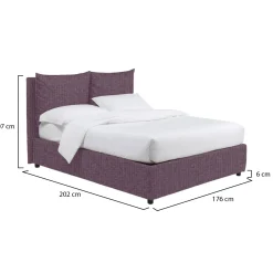 Letto Matrimoniale Viola Lilla Sfoderabile Contenitore, Dimensione Materasso 160x190 cm - Riesi
