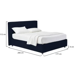 Letto Matrimoniale Viola Scuro Sfoderabile Contenitore, Dimensione Materasso 160x190 cm - Fasanella