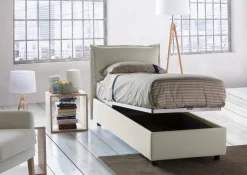 Letto 1 piazza contenitore beige 95x205cm elegante - Armaduk