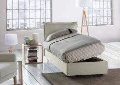 Letto 1 piazza contenitore beige 95x205cm sfoderabile - Argentino