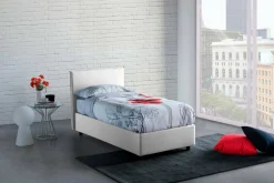 Letto 1 piazza contenitore bianco 95x205cm moderno - Aquilla