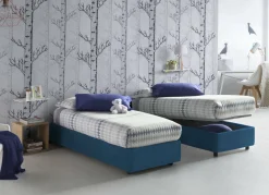 Letto 1 piazza contenitore blu 95x205cm sfoderabile - Aquilla