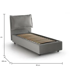Letto 1 piazza contenitore grigio 95x205cm elegante - Armaduk