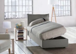 Letto 1 piazza contenitore grigio 95x205cm elegante - Armaduk