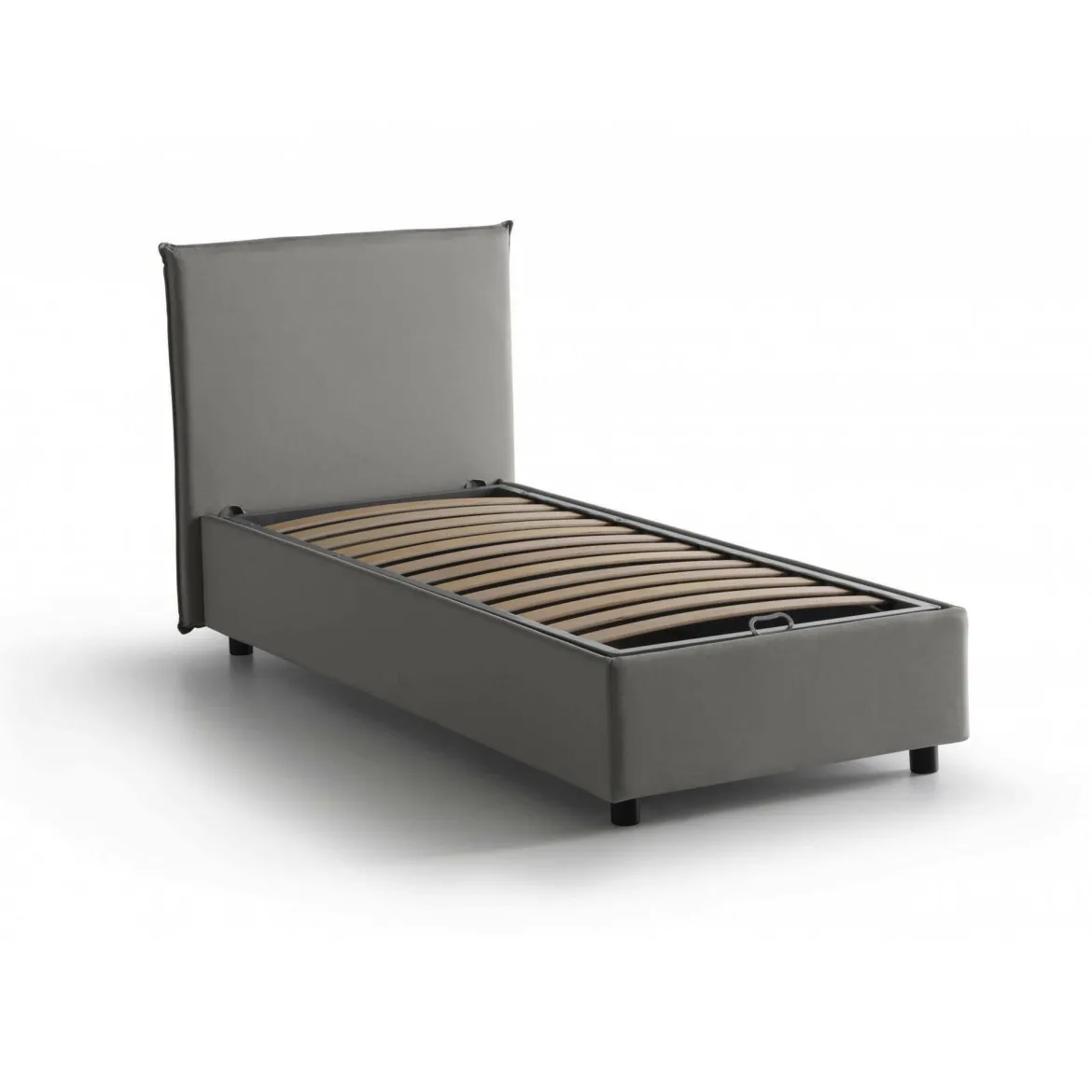 Letto 1 piazza contenitore grigio 95x205cm sfoderabile - Argentino