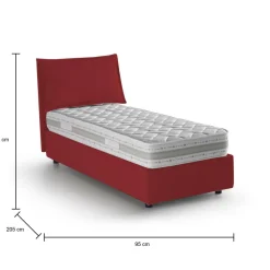 Letto 1 piazza contenitore rosso 95x205cm rete inclusa - Aquolina
