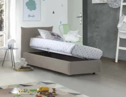 Letto 1 piazza contenitore tortora 110x215cm sfoderabile - Azeglio