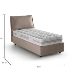 Letto 1 piazza contenitore tortora 95x205cm design - Aphrodite
