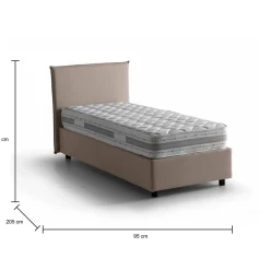 Letto 1 piazza contenitore tortora 95x205cm elegante - Astor