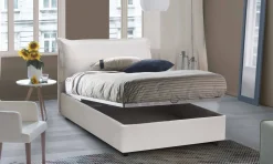 Letto piazza e mezza Aconito, con materasso Cm 120x200 incluso, Bianco