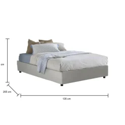 Letto piazza e mezza Alan, adatto per materasso Cm 120x190, Bianco