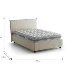 Letto piazza e mezza Alvino, con materasso Cm 120x200 incluso, Bianco
