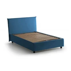 Letto piazza e mezza Alvino, con materasso Cm 120x200 incluso, Blu