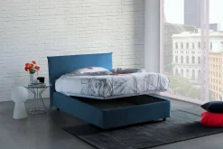 Letto piazza e mezza Alvino, con materasso Cm 120x200 incluso, Blu