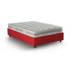 Letto piazza e mezza Alvise, con materasso Cm 120x190 incluso, Rosso