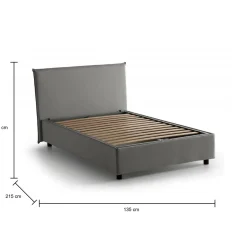 Letto piazza e mezza Anissa, adatto per materasso Cm 120x200, Grigio