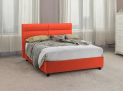 Letto Piazza e Mezza Arancione Materasso Incluso Sfoderabile, Contenitore Made in Italy - Briosco