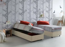 Letto piazza e mezza Ariba, adatto per materasso Cm 120x190, Beige