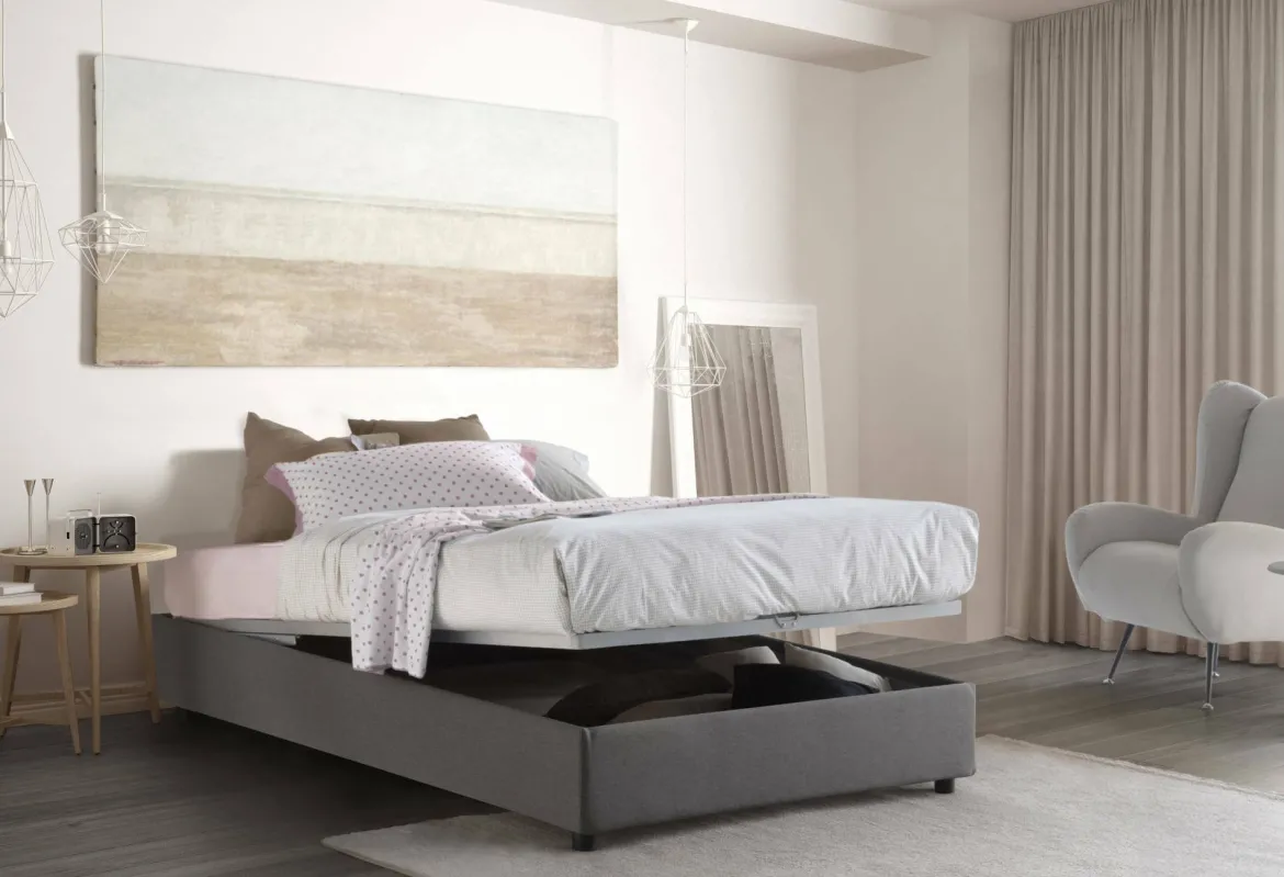 Letto piazza e mezza Asid, adatto per materasso Cm 120x190, Grigio