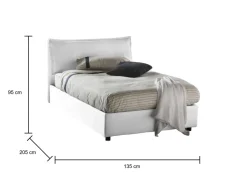 Letto piazza e mezza Asso, adatto per materasso Cm 120x190, Bianco