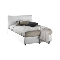 Letto piazza e mezza Attinia, con materasso Cm 120x190 incluso, Bianco